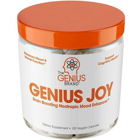 Genius Joy - Serotonin Mood Booster for Anxiety Relief, Wellness & Brain Support, Nootropic Dopamine Stack w/Sam-e, Panax Ginseng & L-Theanine – Natural Anti Stress & Herbal Calm, 100 veggie pills - 604348165324