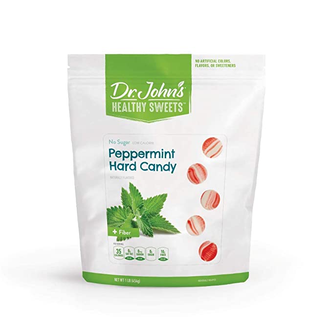  Dr. John's Healthy Sweets Sugar Free Peppermint Hard Candies (100 count, 1 LB)  - 605245009025
