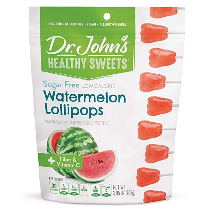  Dr. John's Healthy Sweets Sugar Free Watermelon Tooth Lollipops (14 count, 3.85 OZ)  - 605245009575