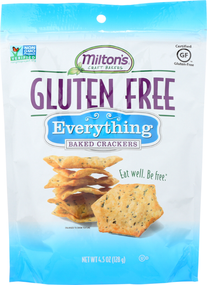 MILTON’S: Gluten Free Baked Crackers Everything, 4.5 oz - 0606541803010