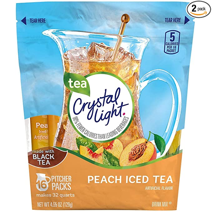 Crystal Light Peach Tea Sticks 16 ct 4.55 oz (Pack of 2) - 607169121548