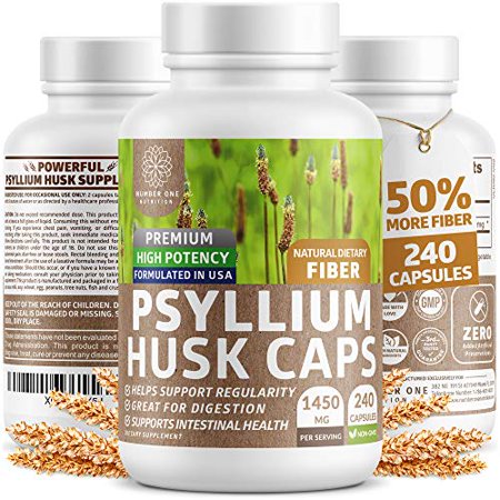 Premium Psyllium Husk Capsules [All Natural & Potent] Powerful Soluble Fiber Supplement Helps Support Regularity & Digestion, Reduces Constipation and Supports Weight Management, 240 Caps - 607595728526