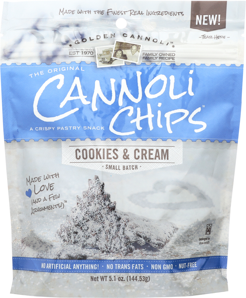 GOLDEN CANNOLI: Cookies and Cream Cannoli Chips, 5.1 oz - 0607631530038