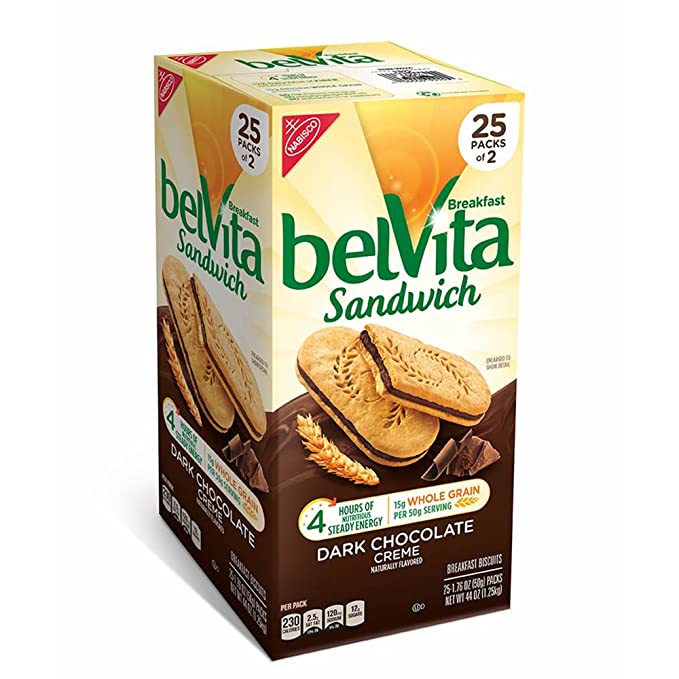 Belvita Dark Chocolate Creme Breakfast Sandwich, 25 ct. (pack of 6) - 608436881493