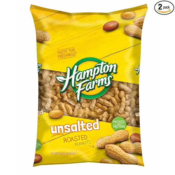  Hampton Farms Unsalted Roasted In-Shell Peanuts, 5 Lbs. (Pack of 2)  - 780023389879