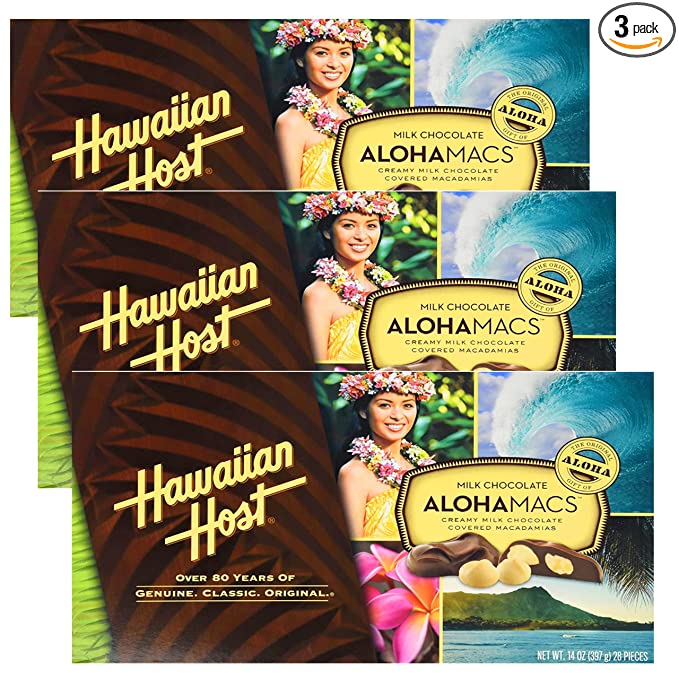  Hawaiian Host Value Pack Macadamia Nuts Milk Chocolate 3 AlohaMac Boxes  - 662419662400