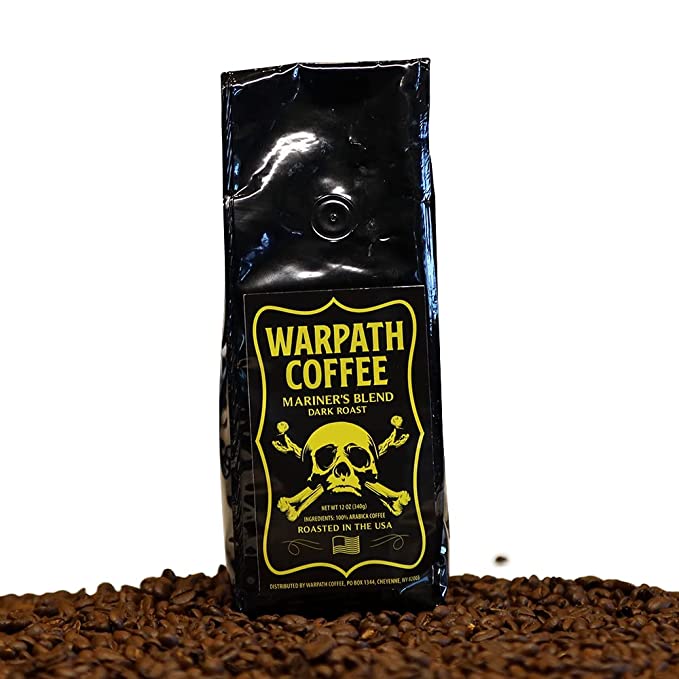  Warpath Coffee Mariner’s Blend Dark Roast Whole Beans - 12 Oz | The World's Best Tasting Coffee | Smooth Proprietary Blend With 100% Arabica Beans | Gourmet Whole Bean Coffee With A Kick - Drink It Black, No Sugar Necessary  - 609846104776