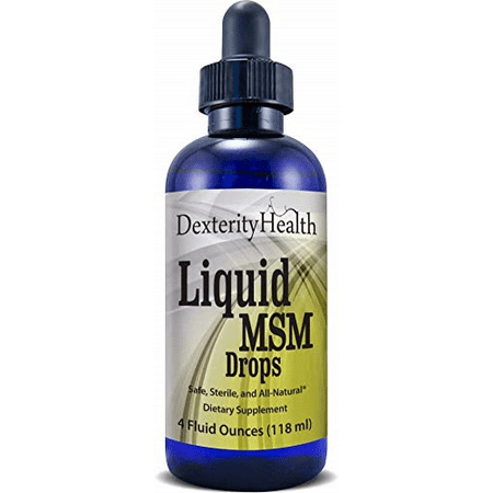 Dexterity Health Liquid MSM Drops 4 oz. Dropper-Top Bottle 100% Sterile Safe Vegan Non-GMO and All-Natural Contains Organic MSM Contains Vitamin C as a Natural Preservative - 610098523246