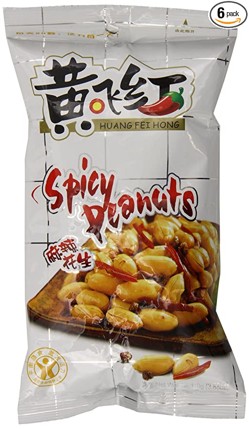  HuangFeiHong 6 Count, Spicy Crispy Peanut, 3.38 oz.  - 610395735311