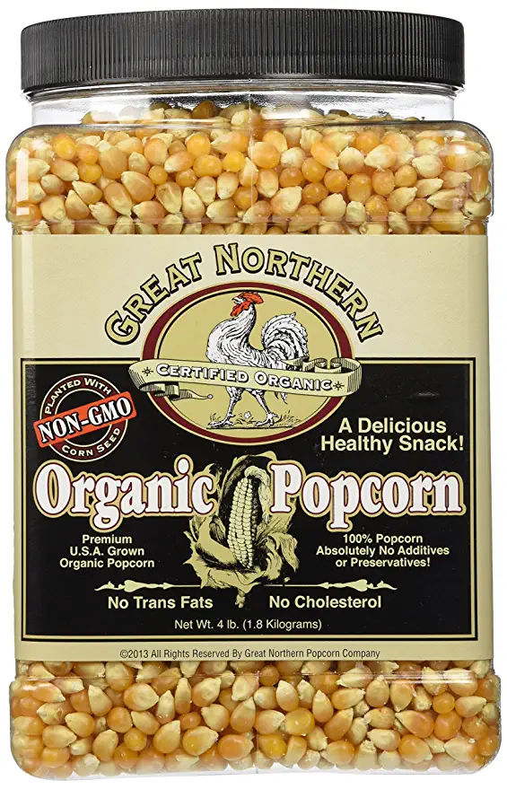  GREAT NORTHERN POPCORN COMPANY Organic Yellow Gourmet Popcorn All Natural, 4 Pounds - 610708146971