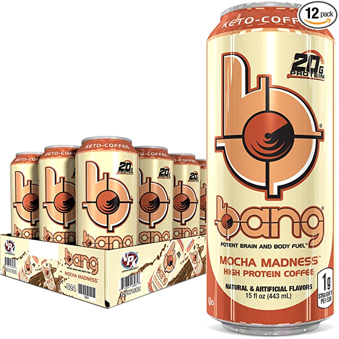  BANG Coffee Keto Coffee Mocha Madness Energy Drink, 15 Fl Oz (Pack Of 12)  - 610764264657