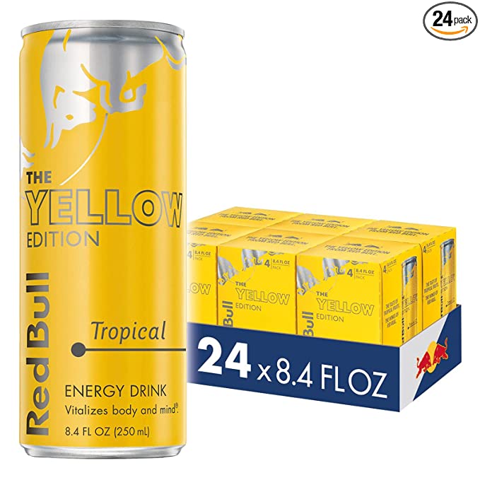  Red Bull Energy Drink, Tropical, Yellow Edition, 8.4 Fl Oz (Pack of 24) - 611269163629