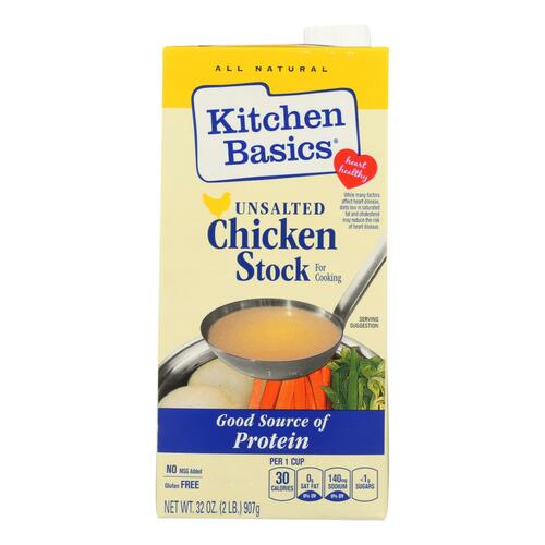KITCHEN BASICS: Unsalted Chicken Cooking Stock, 32 Oz - 0611443345032