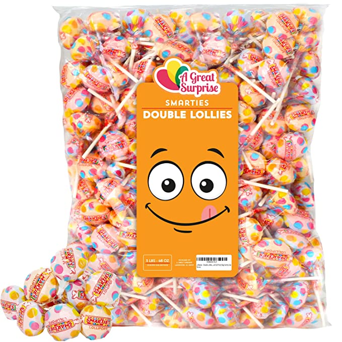  Smarties Lollipops - Double Lollies, Bulk Individually Wrapped 3LB Party Bag Family Size  - 612524321198