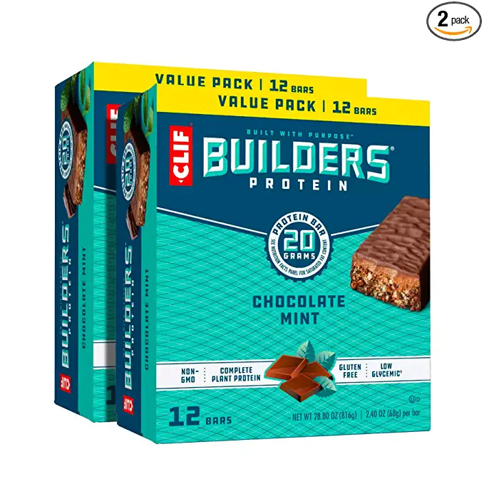  CLIF BUILDERS - Protein Bars - Chocolate Mint - 20g Protein (2.4 Ounce, 24 Count) (Now Gluten Free)  - 613074215418