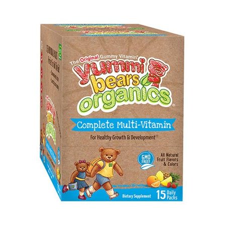 Yummi Bears Organic Complete Multi Vitamin Daily Yummi Bear 15 Packets Gummy - 613098911501