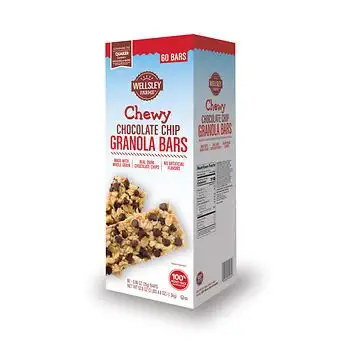  Wellsley Farms Chewy Chocolate Chip Granola Bars, 60 ct. AS  - 615317020483