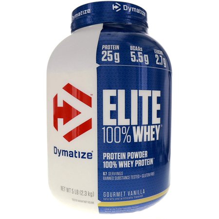 Dymatize Elite 100% Whey Protein Powder, 25g Protein, 5.5g BCAAs & 2.7g L-Leucine, Quick Absorbing & Fast Digesting for Optimal Muscle Recovery, Gourmet Vanilla, 5 Pound - 616312822232
