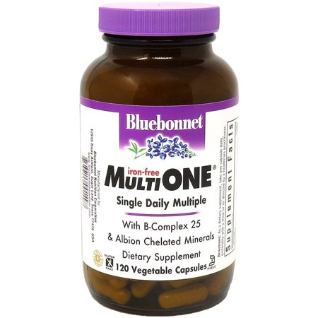 Bluebonnet Nutrition Multi One Iron Free Vegetable Capsules Complete Full Spectrum Multiple B Vitamins General Health Gluten Free Milk Free Kosher 120 Vegetable Capsules 4 Month Supply - 616833274435