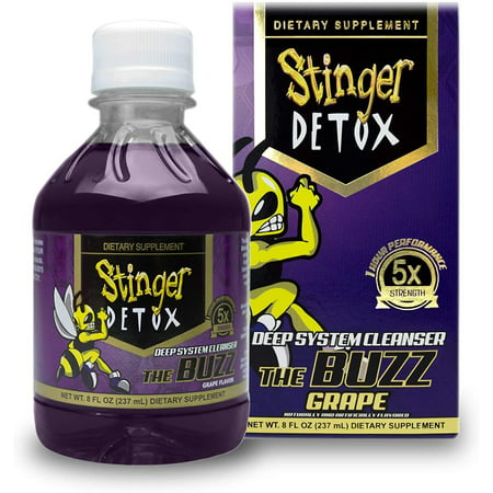 Stinger Detox Buzz 5X Extra Strength Drink – Grape Flavor – 8 FL OZ - 2 Pack - 616833275234