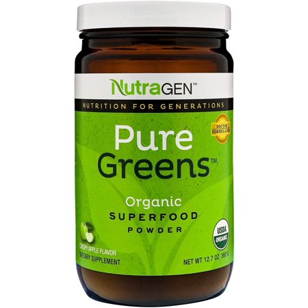 Nutragen - Pure Greens, Superfood Powder, Organic (Crispy Apple, 12.7 oz) - 616833278372