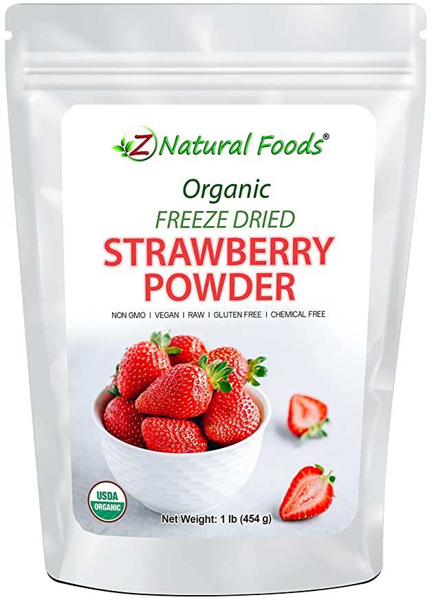 Organic Strawberry Powder - Freeze Dried Red Fruit For Drinks, Smoothies, Cooking Baking - Superfood Supplement Powdered No Sugar Added - 1 lb  - 616983441169