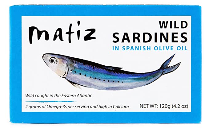 Matiz Sardines in Olive Oil, 4.2 Ounce Can (Pack of 2) Spanish Gourmet Wild Caught Natural Fish for Tapas, Snacks, or Meals, Protein Rich, Sealed Freshness - 617395868377