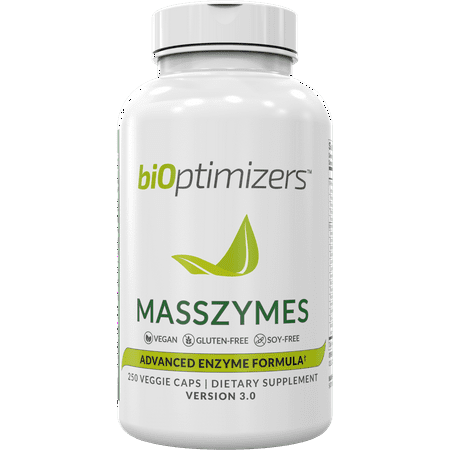 BiOptimizers - MassZymes 3.0 with AstraZyme - Digestive Enzyme Supplement for Better Absorption - Relief from Bloating Constipation and Gas - Contains Lipase Amylase and Bromelain 250 Capsules - 617529555029