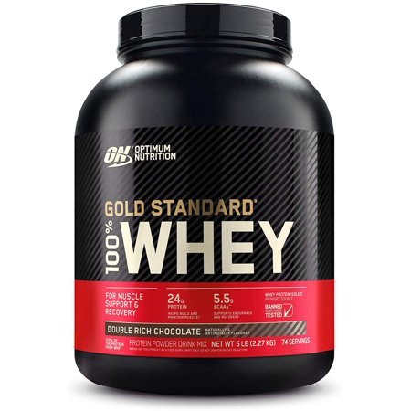 Optimum Nutrition Gold Standard 100% Whey Protein Powder, Double Rich Chocolate, 5 Pound (Packaging May Vary) - 617949794299