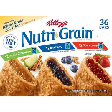 Kellogg's Nutri Grain Variety Pack (1.3 oz., 36 ct.) (pack of 6) - 617999048670