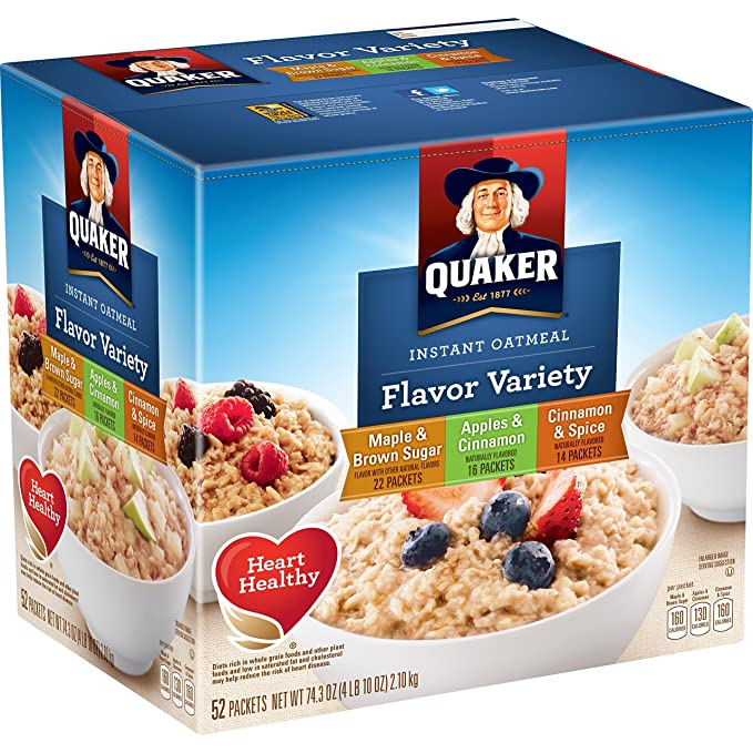 Quaker Instant Oatmeal Variety, 52 ct - 728131247490