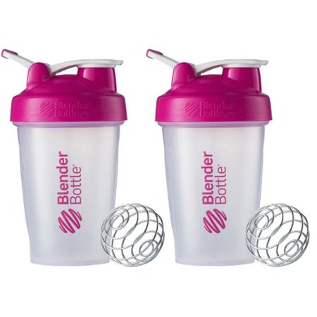 Blender Bottle 2-Pack Classic 20 oz Shaker w/ Loop Top - Clear/Pink & Clear/Pink - 619159309232