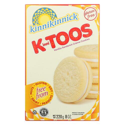 KINNIKINNICK: Gluten Free KinniToos Vanilla Sandwich Creme Cookies, 8 oz - 0620133003626