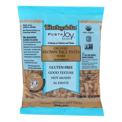 TINKYADA: Organic Brown Rice Penne Pasta, 12 oz - 0621683021153