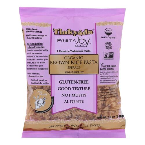 TINKYADA: Organic Brown Rice Pasta Spirals, 12 oz - 0621683021252