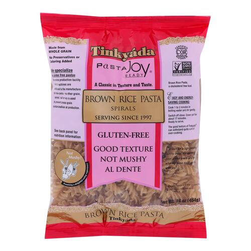 TINKYADA PASTA: Brown Rice Pasta Spirals With Rice Bran, 16 oz - 0621683921255