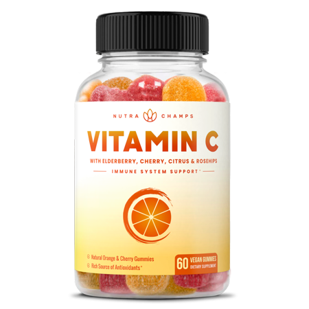Vitamin C Gummies for Kids & Adults 5-in-1 Immune System Support with Elderberry, Rosehips, Citrus Bioflavonoids & Acerola Cherry Vegan VIT C Immunity Booster Supplement Chewable Gummy - 621983990449