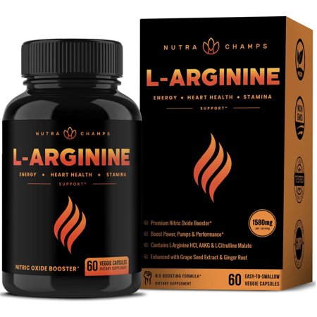 Premium L Arginine 1500mg Nitric Oxide Supplement - Extra Strength for Energy, Muscle Growth, Heart Health, Vascularity & Stamina - Powerful NO Booster Capsules with L-Arginine & L-Citrulline Powder - 621983999718