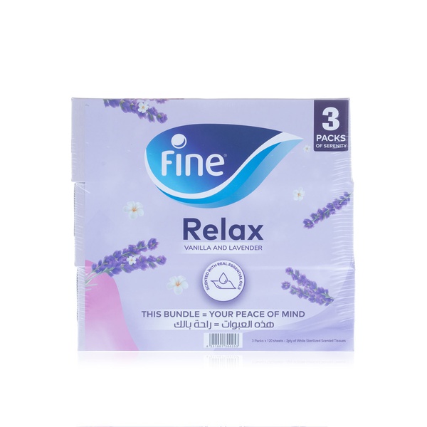 Fine facial tissue box vanilla & lavender scented 120 sheets x 2-ply, 3 boxes - Waitrose UAE & Partners - 6251001300253