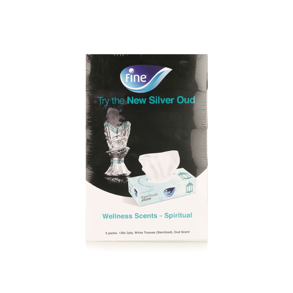 Fine facial tissue silver oud 2ply 120 sheets x5 - Waitrose UAE & Partners - 6251001300376