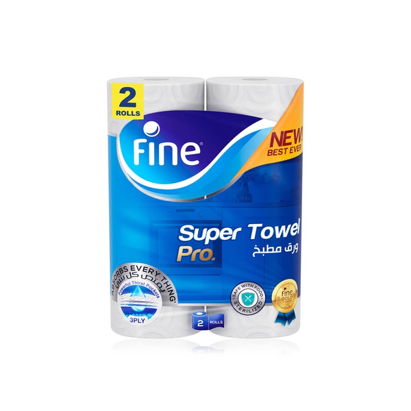 Fine Super Towel Pro kitchen paper towel 3-ply 2 rolls - Waitrose UAE & Partners - 6251001310542