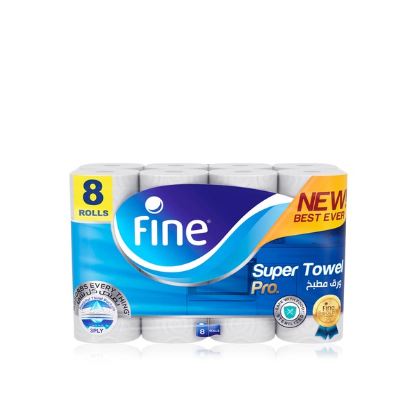 Fine Super Towel Pro kitchen paper towel 3-ply 8 rolls - Waitrose UAE & Partners - 6251001310603