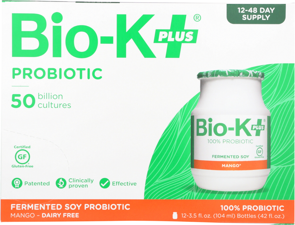 BIO K PLUS: Fermented Soy Probiotic Mango 12 Pack, 42 oz - 0626608000879
