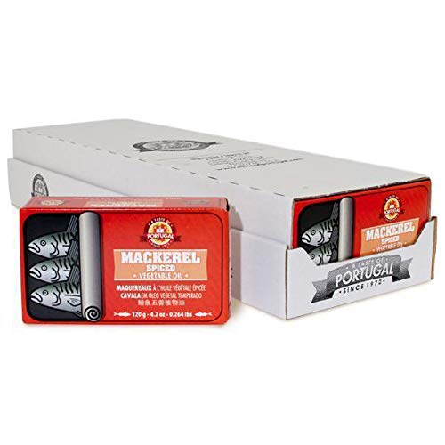 Taste of Portugal Mackerel In Spicy Vegetable Oil | Canned Spicy Mackerel Tin With Easy Open Tab | Keto & Paleo Diet Friendly | Imported From Portugal | 4.2oz tin (Pack Of 12) - 627739715212
