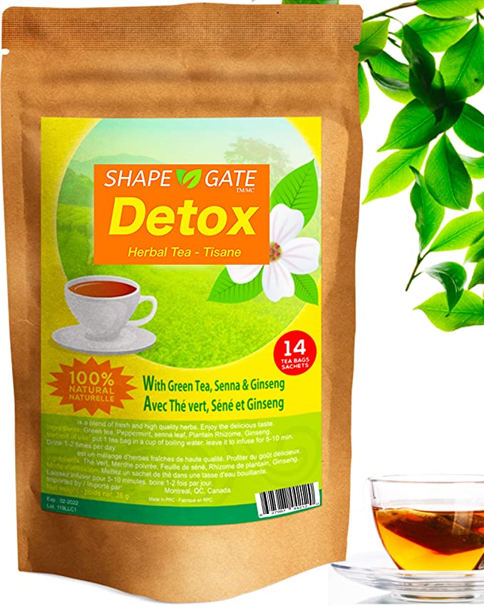  ShapeGate Skinny Detox Tea (14 Days) - Weight loss Tea - Colon cleanse - Constipation & Bloating relief - Laxative effect - Slim diet tea - Green Tea + senna  - 627987442120