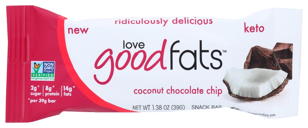 LOVE GOOD FATS: Coconut Chocolate Chip Bar, 1.38 oz - 0628055997627