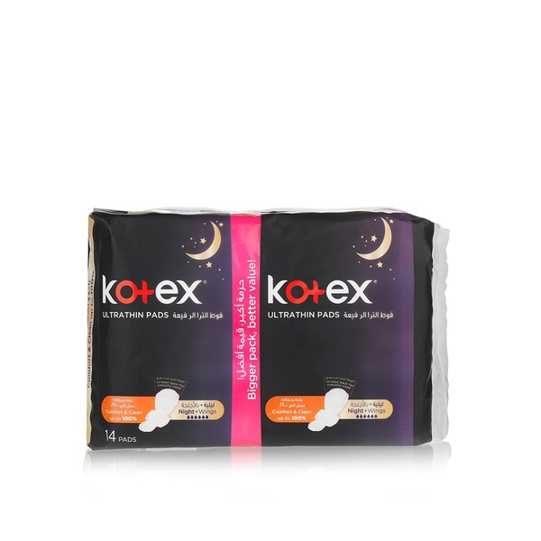 Kotex AllNighter max pads with wings x14 - Waitrose UAE & Partners - 6281002431458