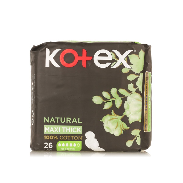 Kotex natural maxi thick pads super 6 x 26 - Waitrose UAE & Partners - 6281002431625