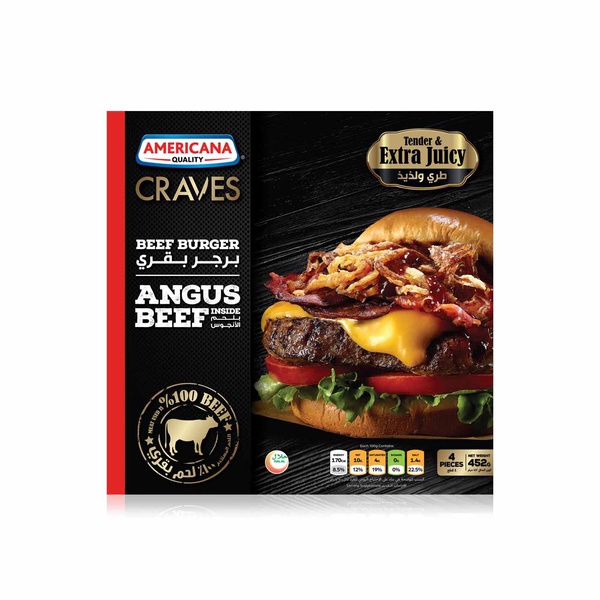 Americana Craves Angus beef burger 452g - Waitrose UAE & Partners - 6281050826688