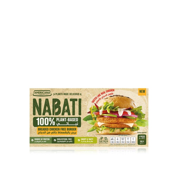 Americana Nabati breaded chicken-free burger 300g - Waitrose UAE & Partners - 6281050826718